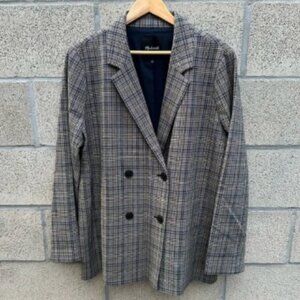 Madewell Caldwell Double-Breasted Blazer in Miltmore Plaid Women's Size 2XL